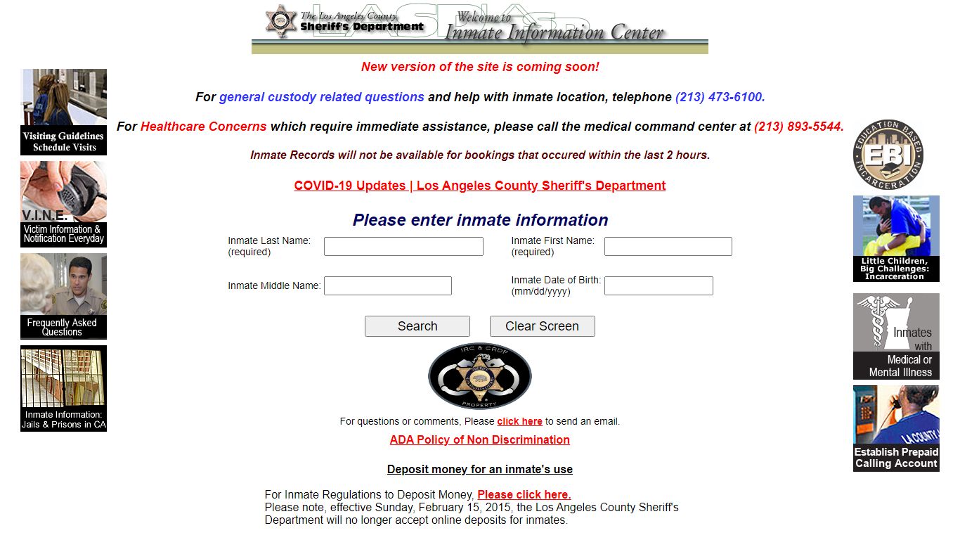 LASD Inmate Information Center - Inmate Search